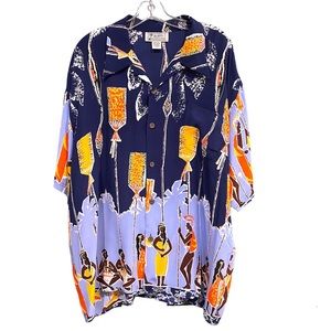 AVANTI vintage Hawaiian shirt SILK men’s 80s 90s lantern print Islander tiki XL